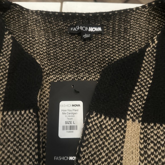 Womens Fashion Nova Cardigan Size Large How You Plaid Me Long Sleeve Open Front - Picture 3 of 6